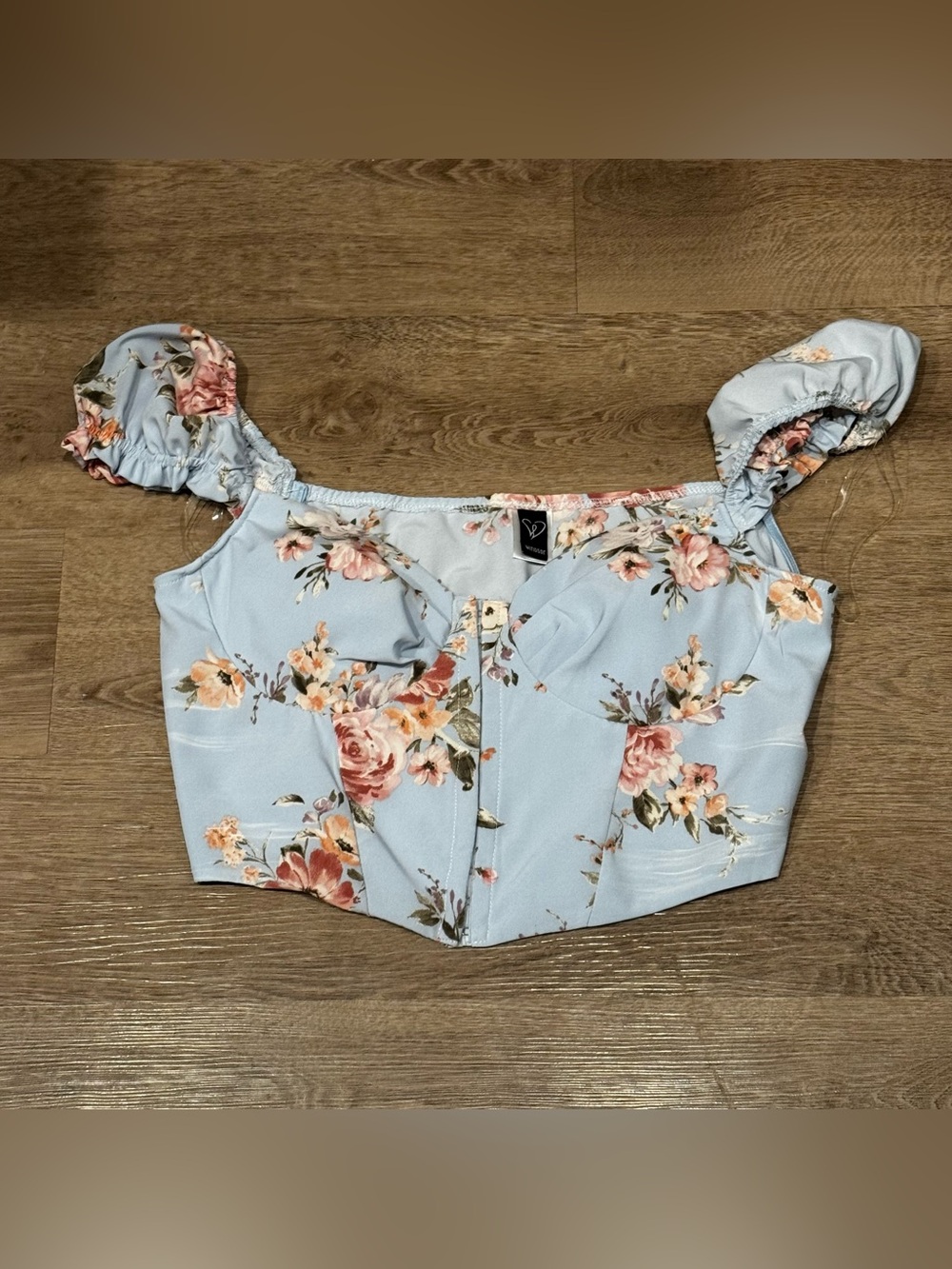 Windsor Light Blue Floral Off-Shoulder Bustier Top